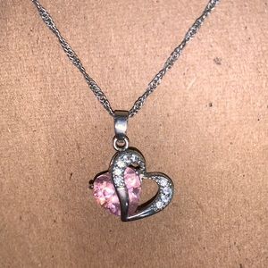 Pink heart 3d necklace